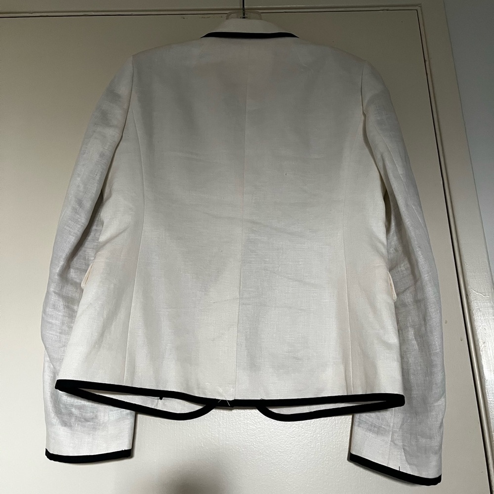 Linen Off White Blazer with Black Trim - Picture 2 of 8